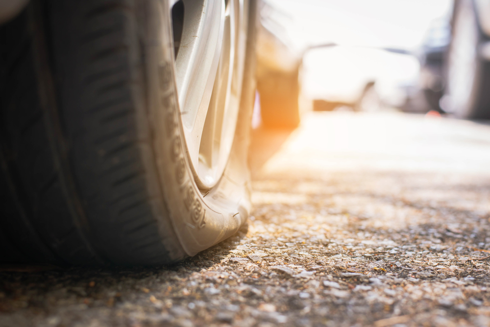 flat tire in driveway